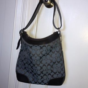 Coach handbag Blue logo canvas brown leather